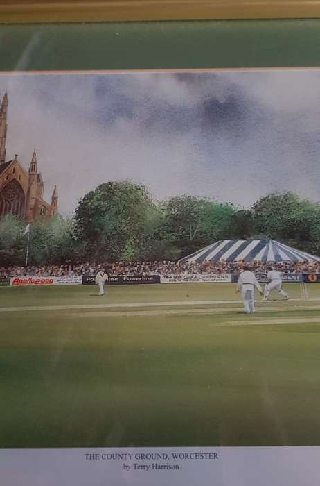 Open edition litho  print of Worcester Cricket Ground