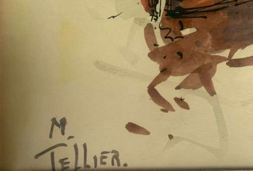 TELLIER WATERCOLOUR  Signed