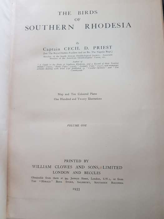 BIRDS  The Birds of Southern Rhodesia