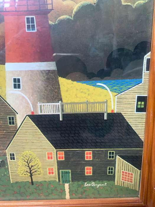 Leo Bryant STORMY SKIES AMERICAN FOLK ART LITHO SIGNED IN PLATE