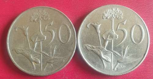 RARE 1966 SOUTH AFRICA NICKLE 50c - ENG & AFRIKAANS - 1 BID FOR BOTH COINS @ R1 NO RESERVE