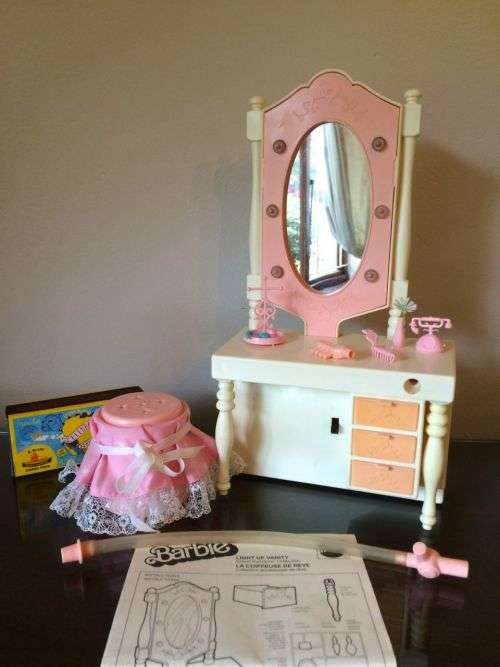 Vintage Barbie Light Up Vanity Set - Dressing Table & Stool