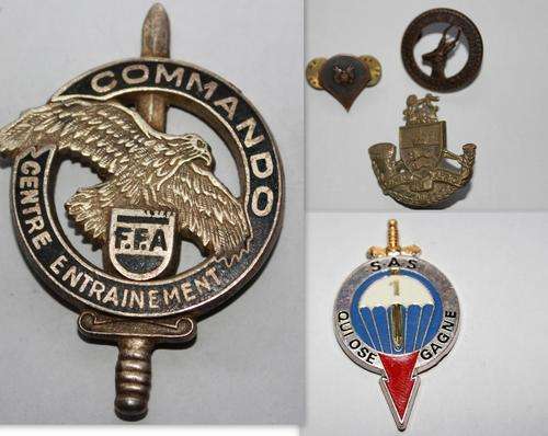 French commando and Marine badges + asorted other badges.