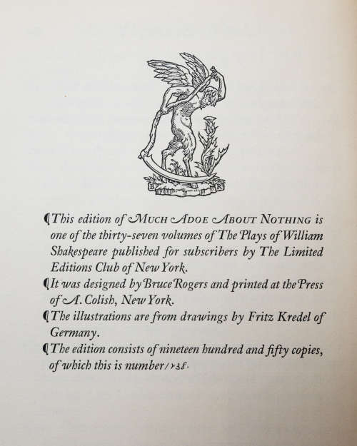 Much Ado about Nothing by William Shakespeare (Limited Edition - Illustrator Fritz Kredel)