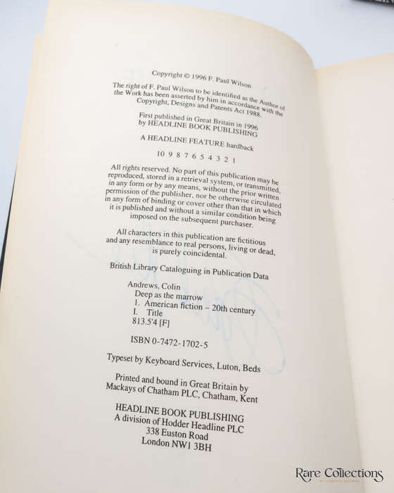 Deep As the Marrow by Colin Andrews (Aka F. Paul Wilson) - signed