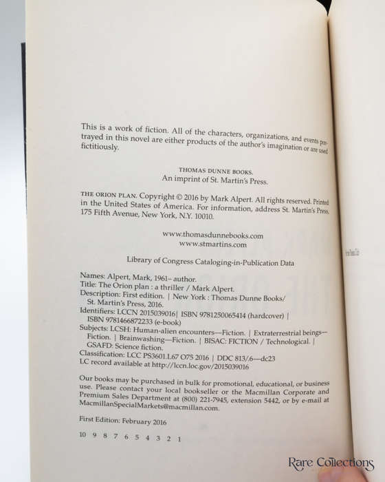 The Orion Plan by Mark Alpert - signed