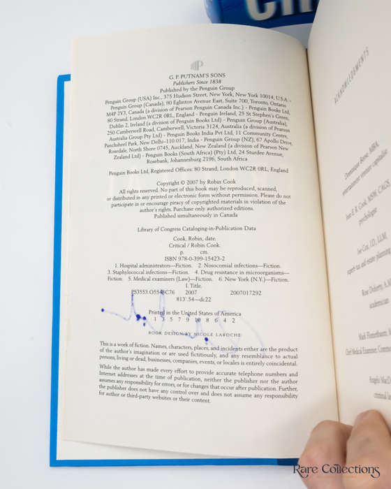 Critical by Robin Cook - Signed Copy