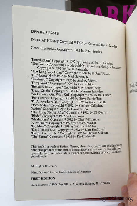Dark At Heart (Signed by David Morrell, Joe R. Lansdale, Bill Crider and F. Paul Wilson)
