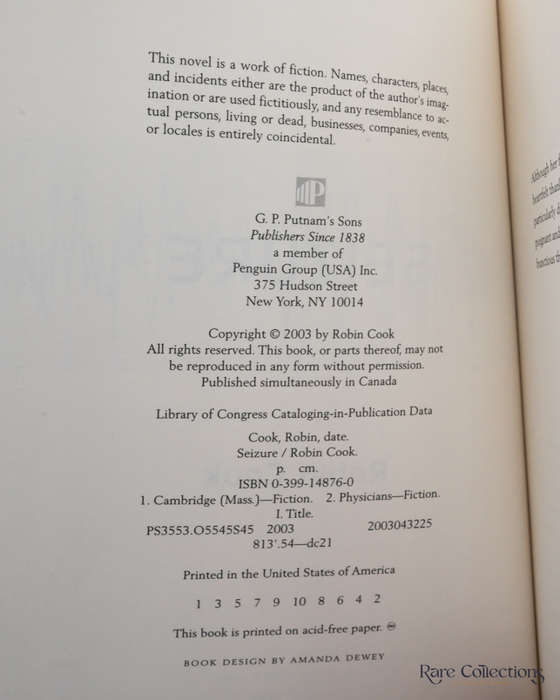 Seizure by Robin Cook - signed copy