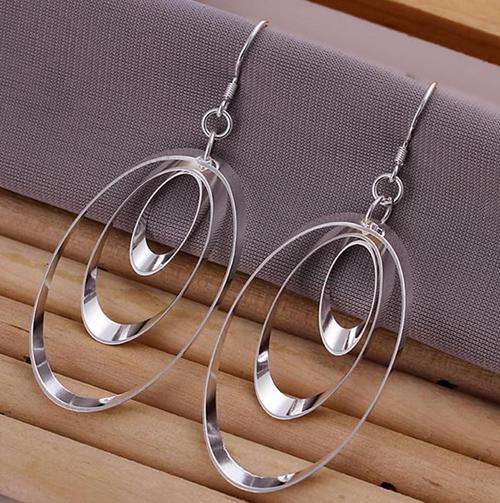 **GORGEOUS** 925 Sterling Silver Triple Oval Earrings