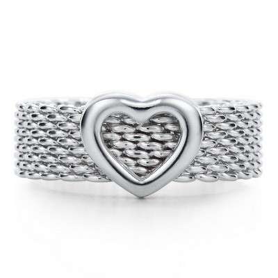 Designer's Silver Heart Mesh Ring *Imported (Size 9)
