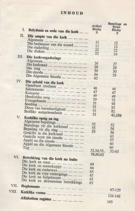 DIE NEDERDUITSE GEREFORMEERDE KERK, KERKORDE, ORANJE-VRYSTAAT, BLOEMFONTEIN, 1968