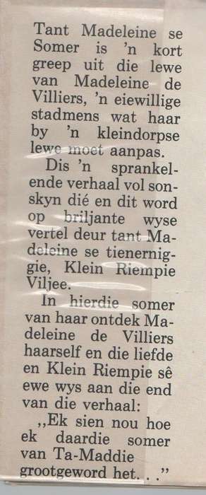 TANT MADELEINE SE SOMER - MAGRIET SMALBERGER (1 STE DRUK 1974 - GROOT DRUK)