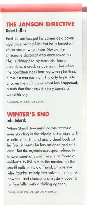 FOUR BOOKS IN ONE- VARIOUS WRITERS (ROBERT LUDLUM, JOHN RICKHARDS, PETER LOVESEY & NICCOLO AMMANITI)