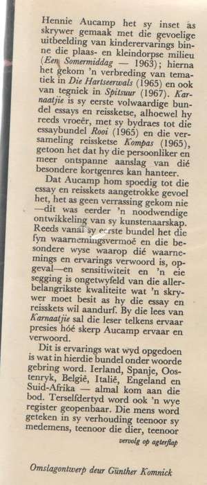 KARNAATJIE - HENNIE AUCAMP (3 DE DRUK 1973)