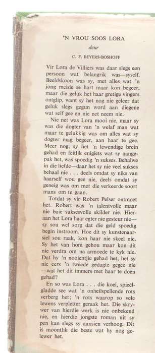 `N VROU SOOS LORA - C F BEYERS-BOSHOFF (1965)