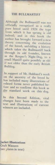 THE BULLMASTIFF, A HANDBOOK - CLIFFORD L B HUBBARD (REPRINT 1988)