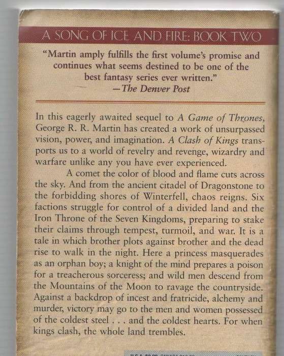 GAME OF THRONES A CLASH OF KINGS - GEORGE R R MARTIN (2011) BOOK TWO