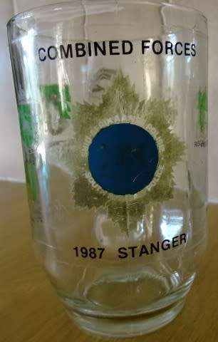 COMBINED FORCES  1987 STANGER BEER GLASS MUG