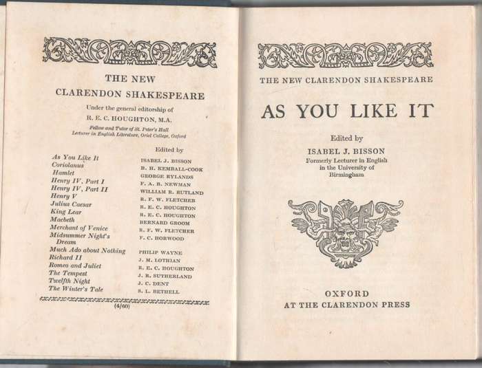 SIX HARD COVER BOOKS - THE NEW CLARENDON SHAKESPEARE  -VARIOUS TITLES