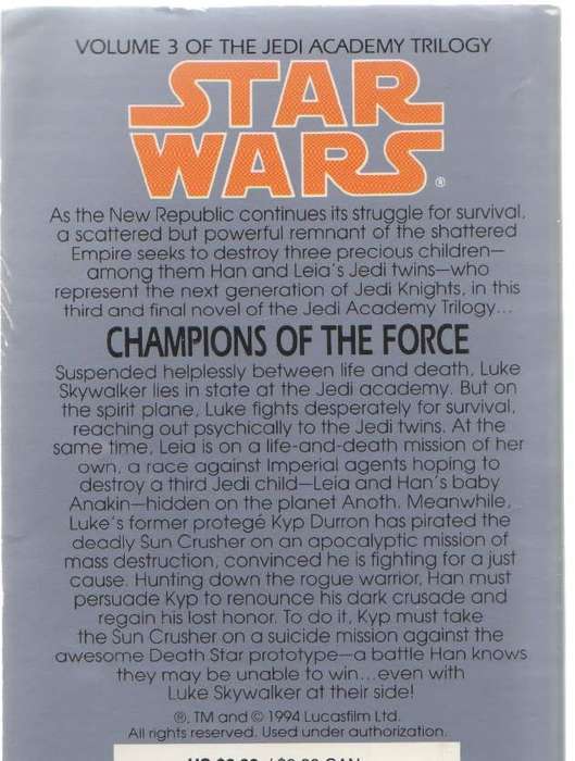 STAR WARS CHAMPIONS OF THE FORCE - KEVIN J ANDERSON (1994)