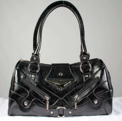 BLACK PRITCHARD HANDBAG WITH DIAMANTE DETAIL