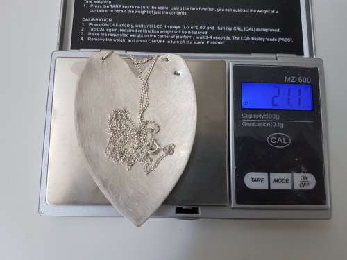 NEW Huge Sterling Silver Heart Pendant, Marked 925. 21 grammes.