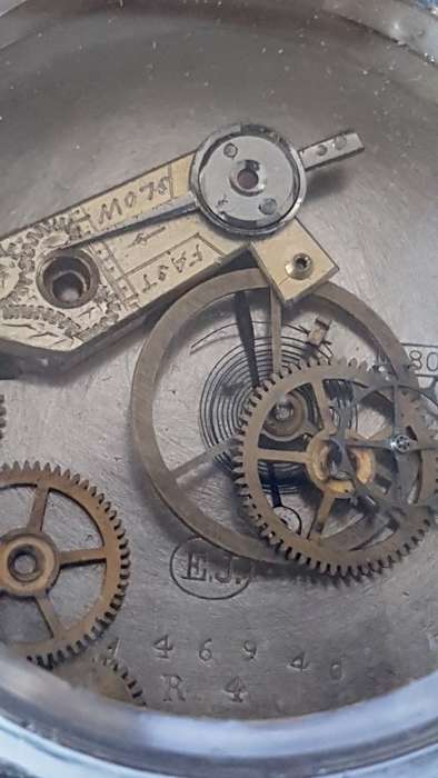 Vintage French Solid Silver Pocket Watch  with Components behind Glass. Steampunk fashion item.