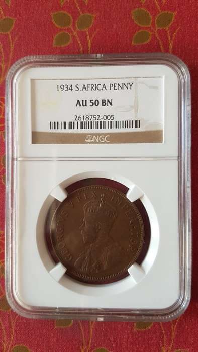 1934 Penny 1d AU50BN Slabbed.