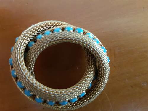 Gold and turquoise swirl Art Deco brooch