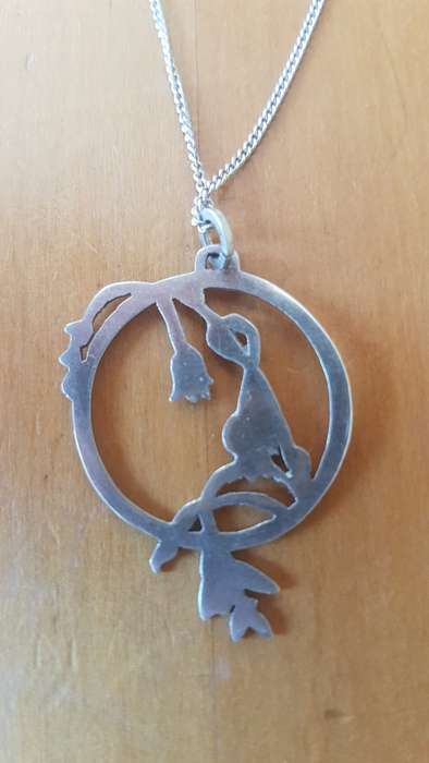 Flowers in Circle Sterling 925  Silver Pendant and Necklace
