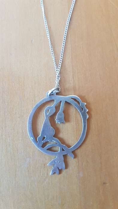 Flowers in Circle Sterling 925  Silver Pendant and Necklace
