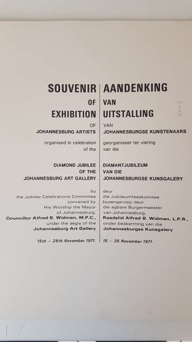 Johannesburg Art Gallery 1971 Diamond Jublee. Souvenir of Exhibition.