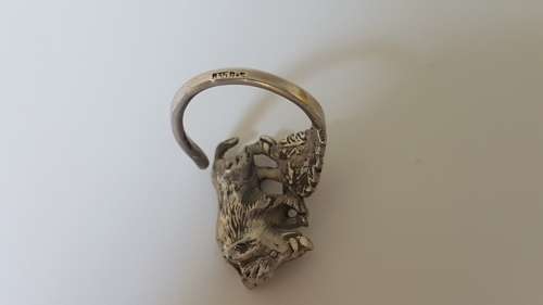 Solid Silver Wild Boar/ Warthog  Ring. Unusual . ADJUSTABLE. 8 grams heavy. For roadhog. UNIQUE.