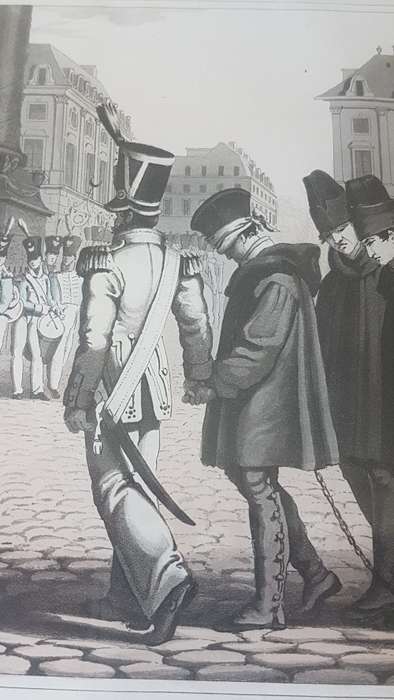 Original Hand Colour Aquatint.  Military Degradation in the Place Vendome 1822  by William Sams