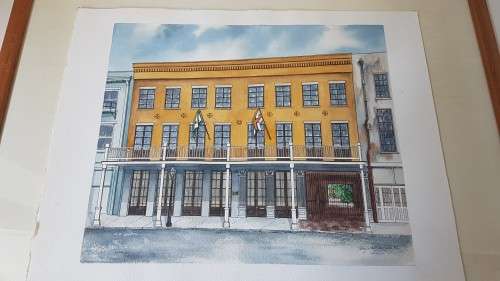 New Orleans Safmarine Rennies Offices.  Original Watercolour. Signed Terry White Milhas 1982