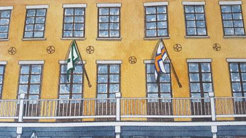 New Orleans Safmarine Rennies Offices.  Original Watercolour. Signed Terry White Milhas 1982
