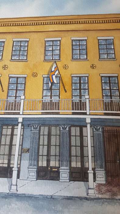 New Orleans Safmarine Rennies Offices.  Original Watercolour. Signed Terry White Milhas 1982