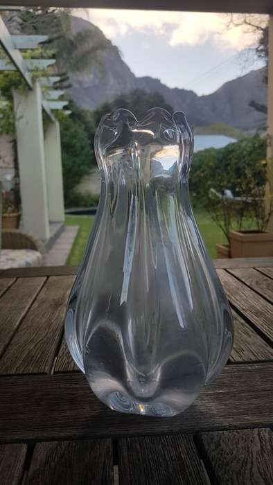 Orrefors Glass Vase. Swedish + Stylish, Heavy. Vicke Lindstrand Stella Polaris Range Date mark 1954
