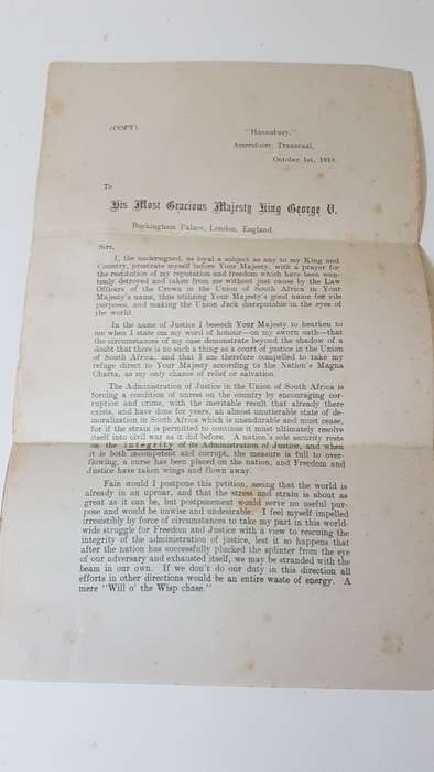 Hannah Medical Practice in the British Empire  With  petition to King George V and  2 letters