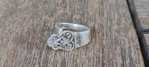 Hallmarked Solid Sterling Silver Wrap Spoon Ring. 7.4 g Heavy.