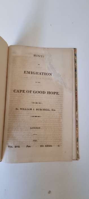 Hints on Emigration to the Cape of Good Hope by W.J. Burchell. EARLY 1820 ISSUE.