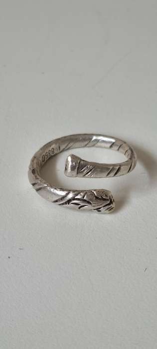 Solid Silver Stripy Spoon Snake Ring. Adjustable!  New!  Hand Made and Unique!