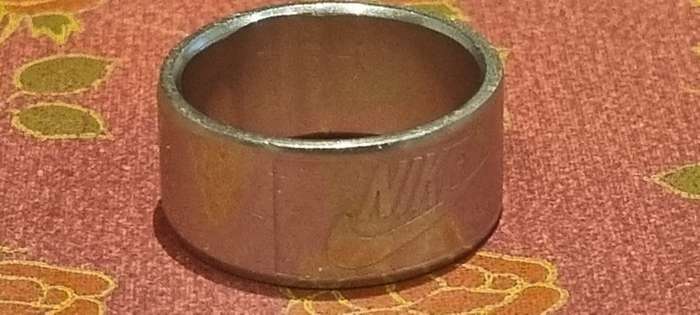 Nike Swoosh Ring Stainless Steel Mens Large Size S 19 mm internal diameter . Band width 9 mm. 7.4 g