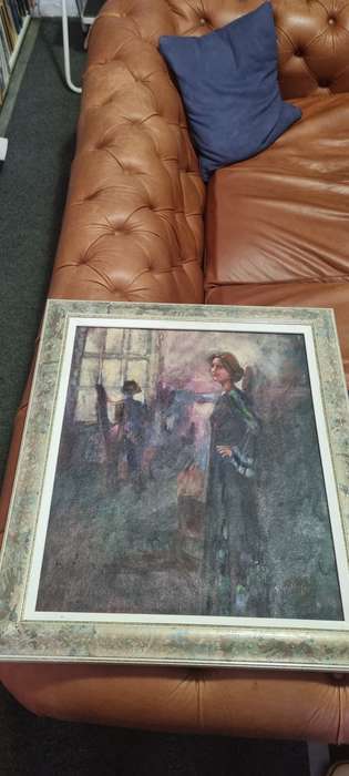 Yve Hofer. ORIGINAL OIL FRAMED. In the Studio
