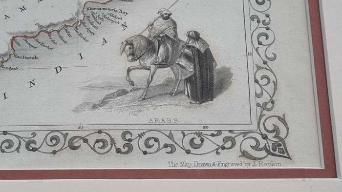 Arabia . ORIGINAL 1851 MAP, ILLUSTRATED. Drawn and Engraved by Rapkin.