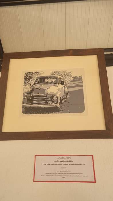 Joshua Miles. Ou Prince Albert Bakkie. Limited Reduction Linocut. NICE FRAME.