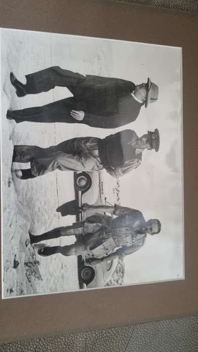 Mounted original press photograph of Winston Churchill and General Montgomery  in Africa Desert 1942