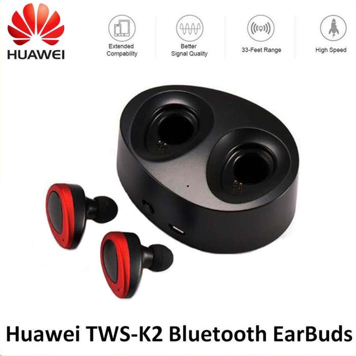 HUAWEI Wireless Bluetooth Headset Earbuds (TWS-K2) - Red and Black