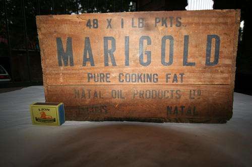 Marigold Pure Cooking Fat Antique wooden box